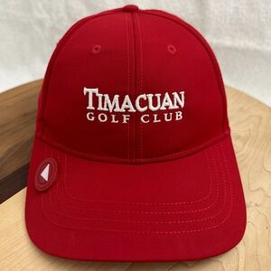 Timacuan‎ Golf Club Hat Red Ahead Performance Mid Fit Adjustable Tennis Cap